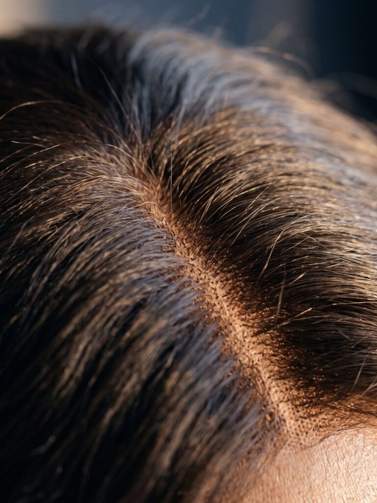 Macro detail of the silk-top part line